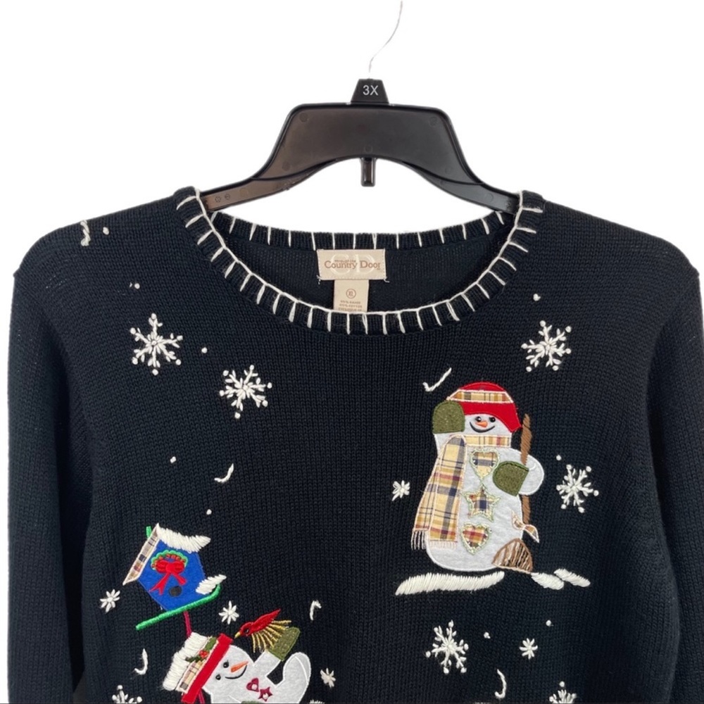 Through The Country Door Ugly Christmas Snowman Sweater XL Crewneck Black - Picture 2 of 9